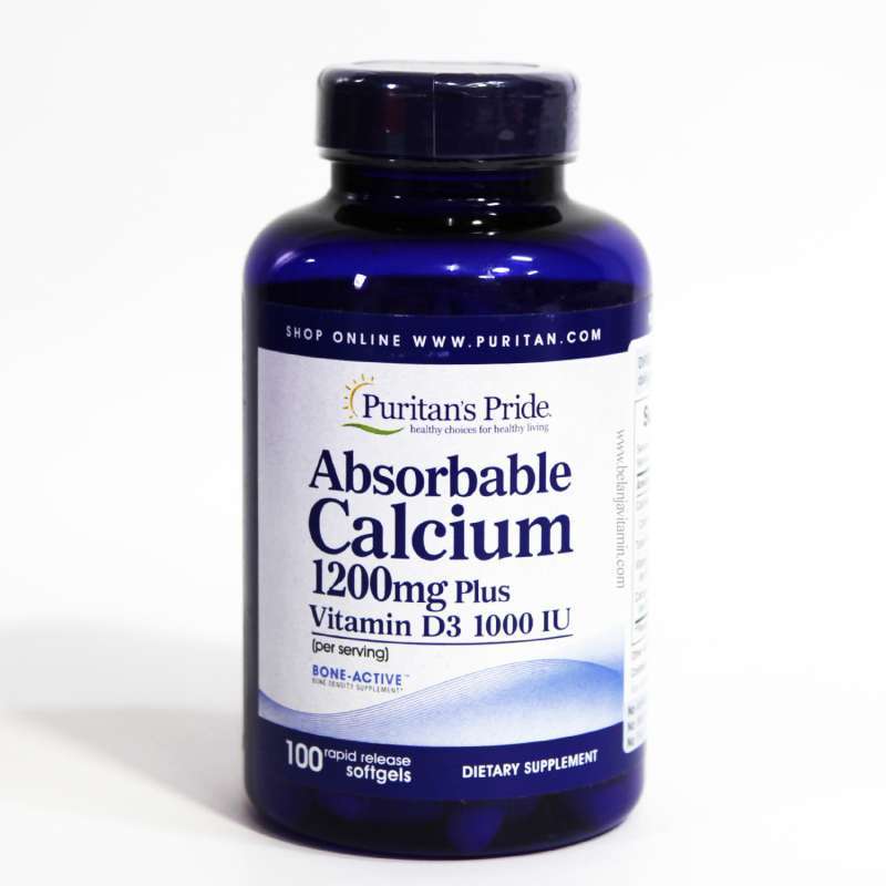 Jual Puritan Pride Absorbable Calcium 1200 mg + Vit D 1000 IU