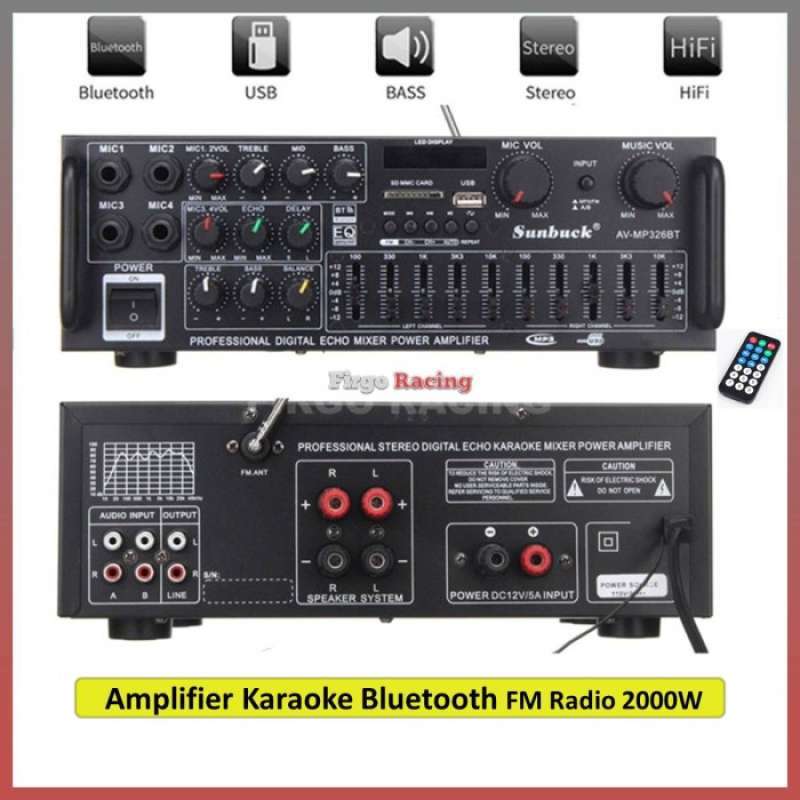 Jual Power Amplifier Karaoke Home Theater FM Radio Bluetooth EQ Audio