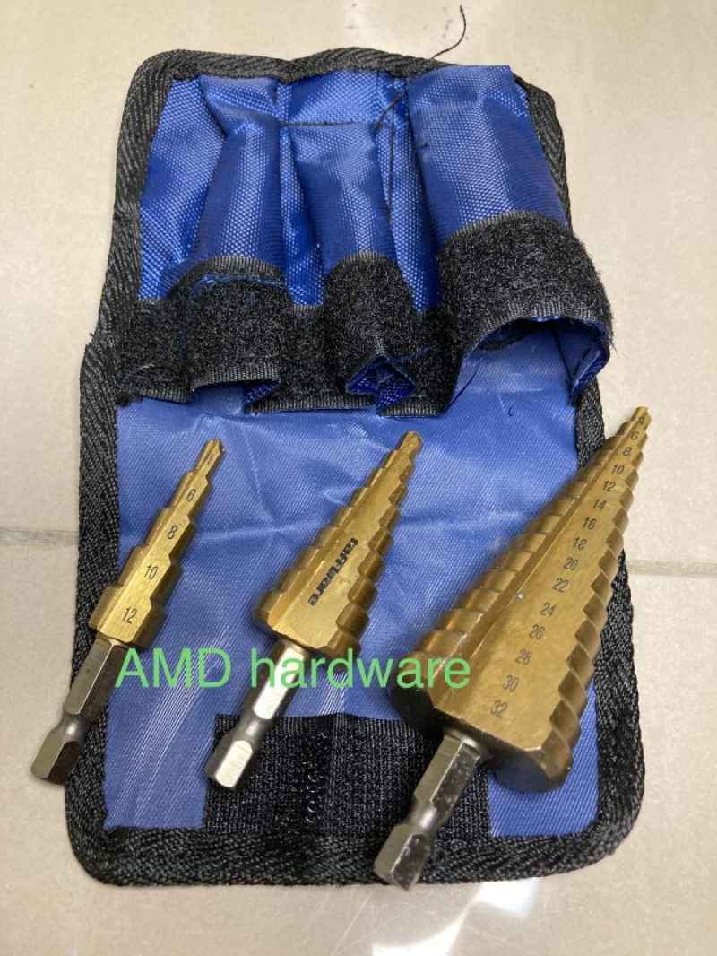 Jual Mata Bor Pagoda Spiral Hss Titanium Step Drill Bit Set 3Pc (Benz