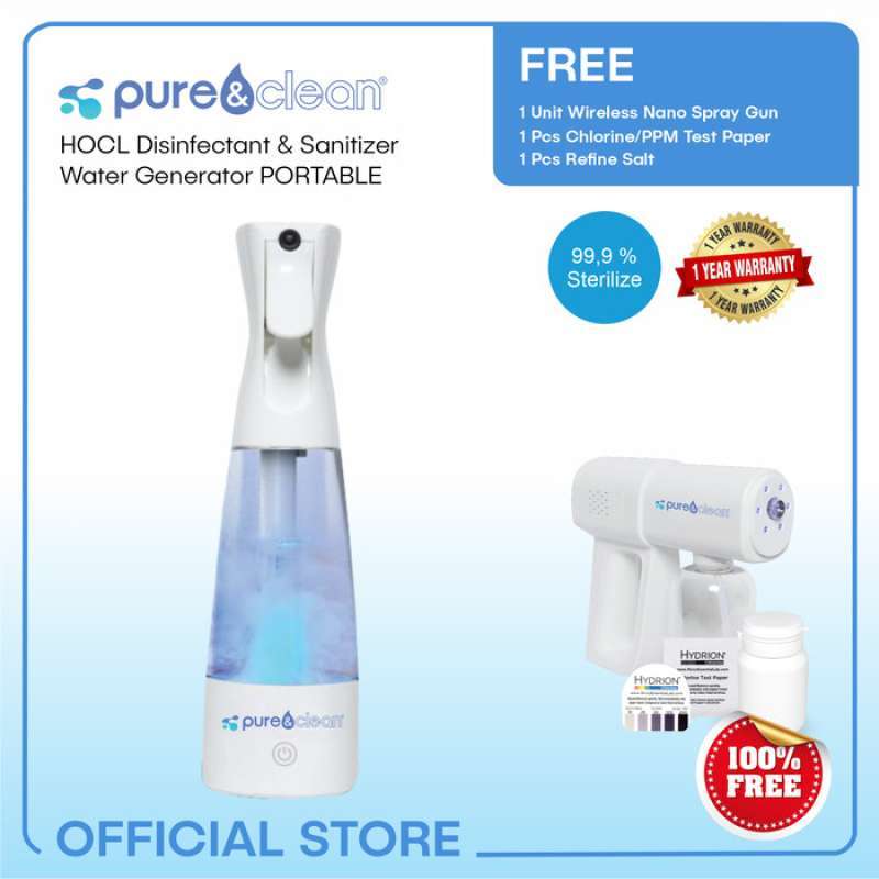 Promo Portable Disinfectant Sanitizer Water Maker+Spray GunPure&Clean