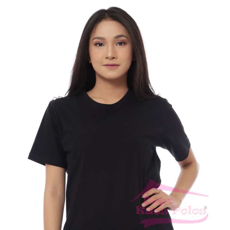 Jual Kaos Polos Wanita Lengan Pendek Cotton Combed 20s Warna Hitam di