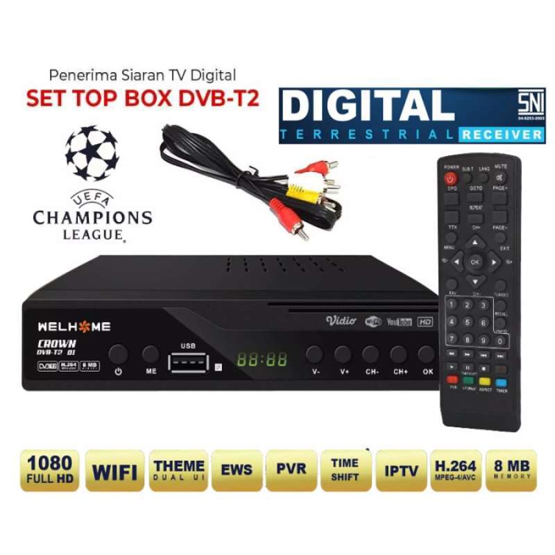 Jual Set Top Box STB welhome Model Crown Smart Chip Full HD 1080 bisa