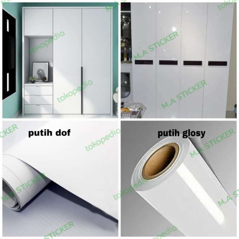 Jual Sticker Wallpaper Stiker Furnitur Lemari Meja Warna Putih Wall