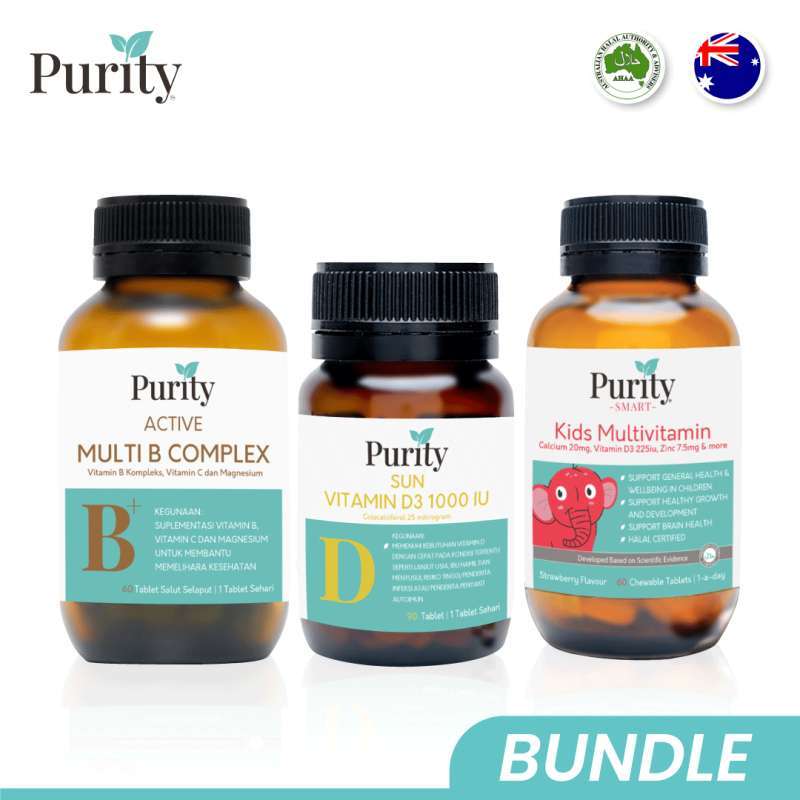 Jual Purity Vitamin Komplit Anak dan Dewasa (Vitamin B Complex+D3+Smart