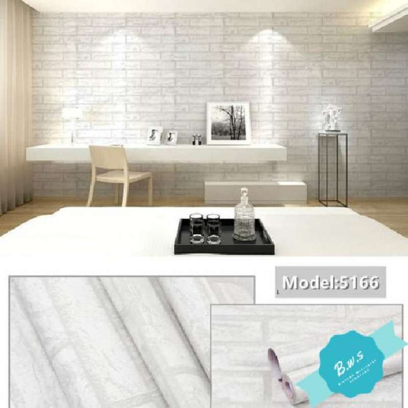 Jual Wallpaper Sticker Dinding Motif Batako Garis Abuabu Kalem //10m x