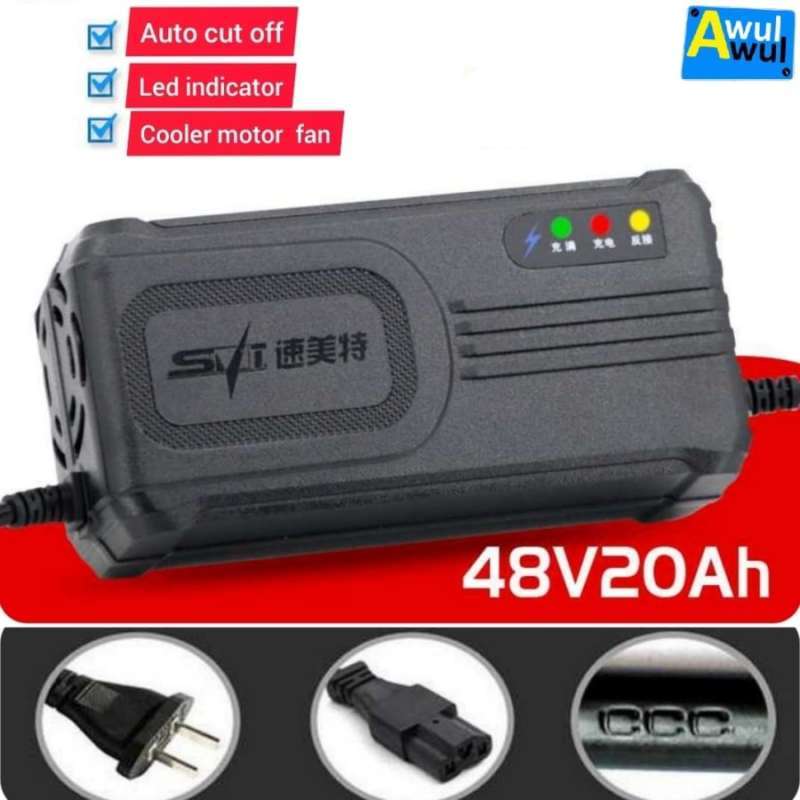 Jual Cas Aki Sepeda / Skuter Listrik 48V 20AH Electric Bike Charger di