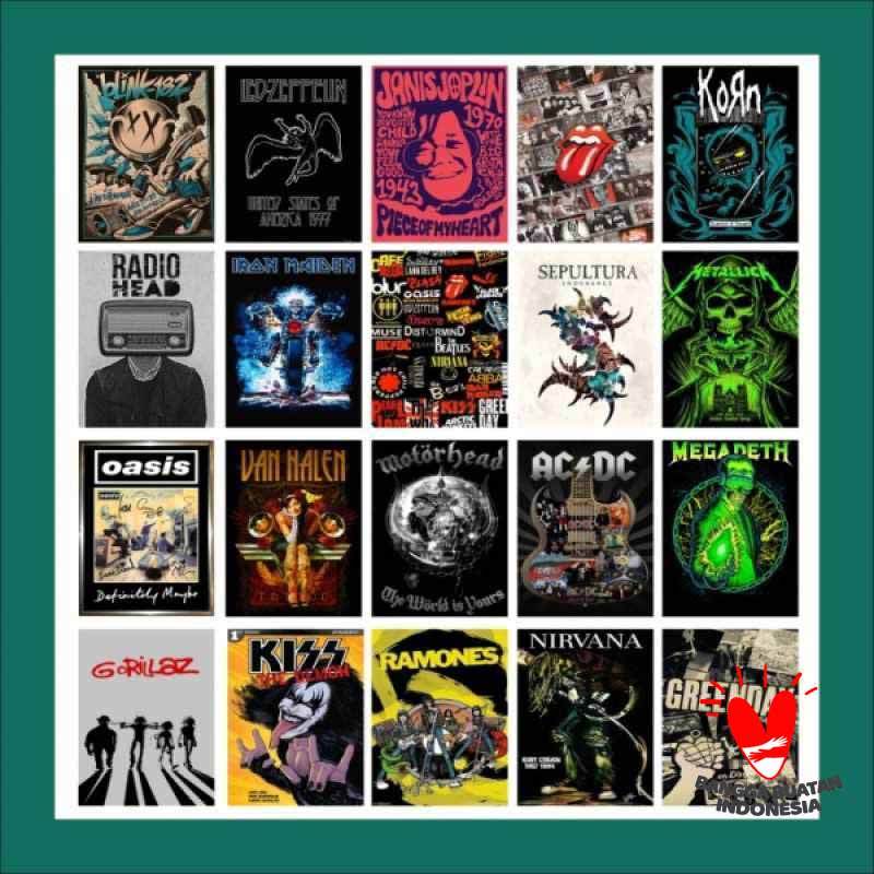 Jual Sticker Dinding Poster Band 20 Pcs A4 Stiker Dekorasi Rumah Kamar