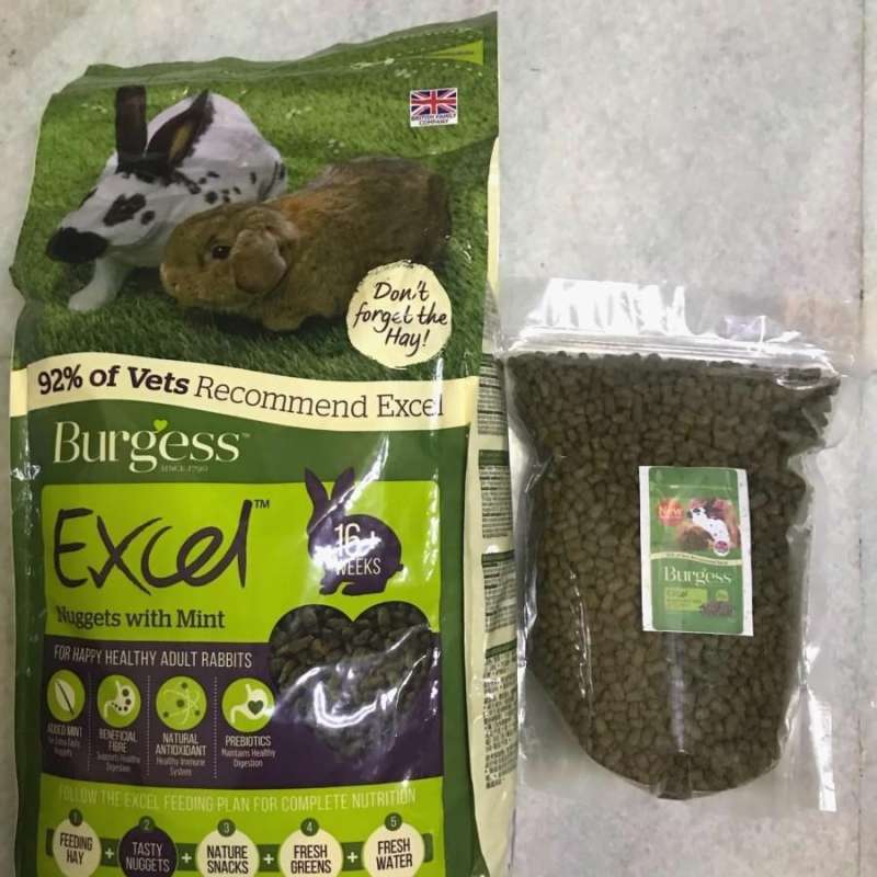 Jual Repack Burgess Excel Adult Rabbit Nuggets with Mint (800 gr) di Seller FitBunny Feed