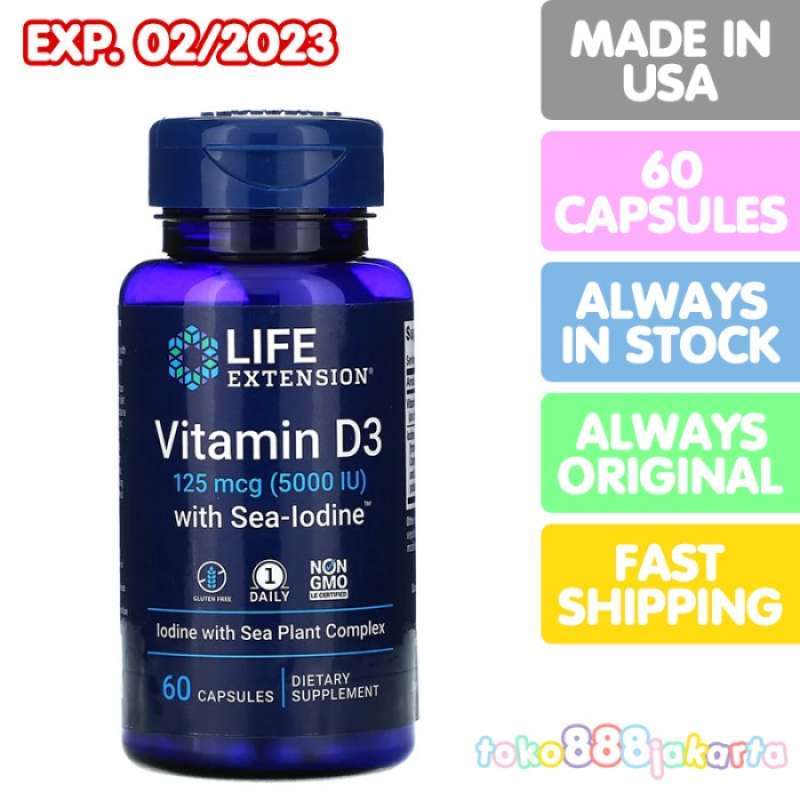 Promo LIFE EXTENSION VITAMIN D3 5000 IU WITH SEA IODINE ORI USA 60 CAPS