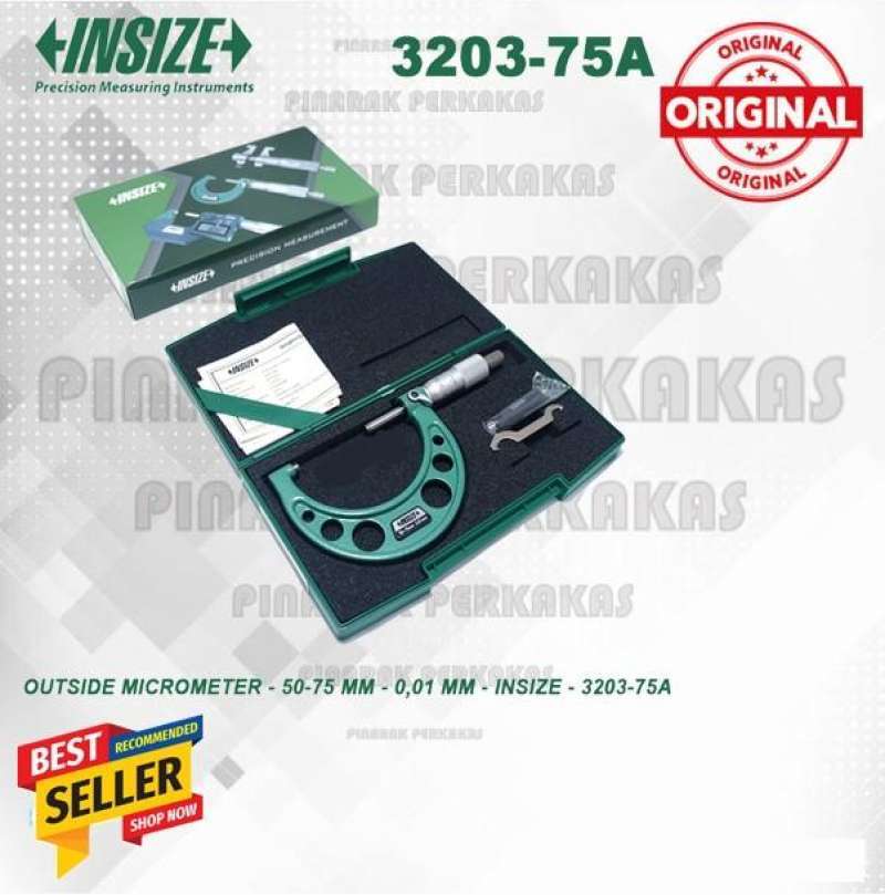 Insize 3203–75 A Bügelmessschraube – 50–75 Mm, Skalenteilung 0,01 Mm (mit Einstellnormale)