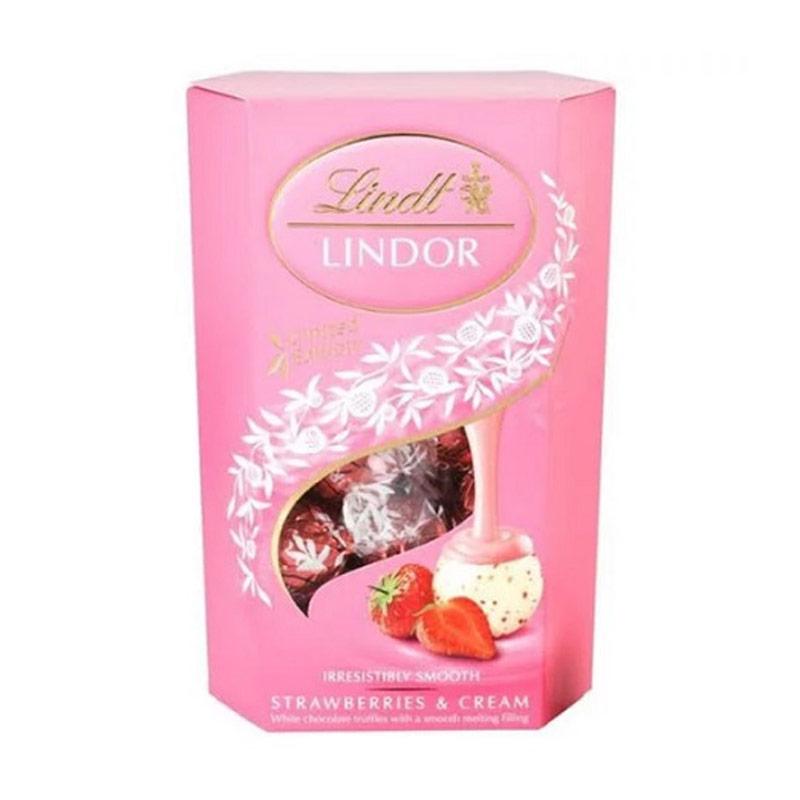 Jual Lindt Lindor Strawberry Cream Chocolate Truffles Cokelat Stroberi