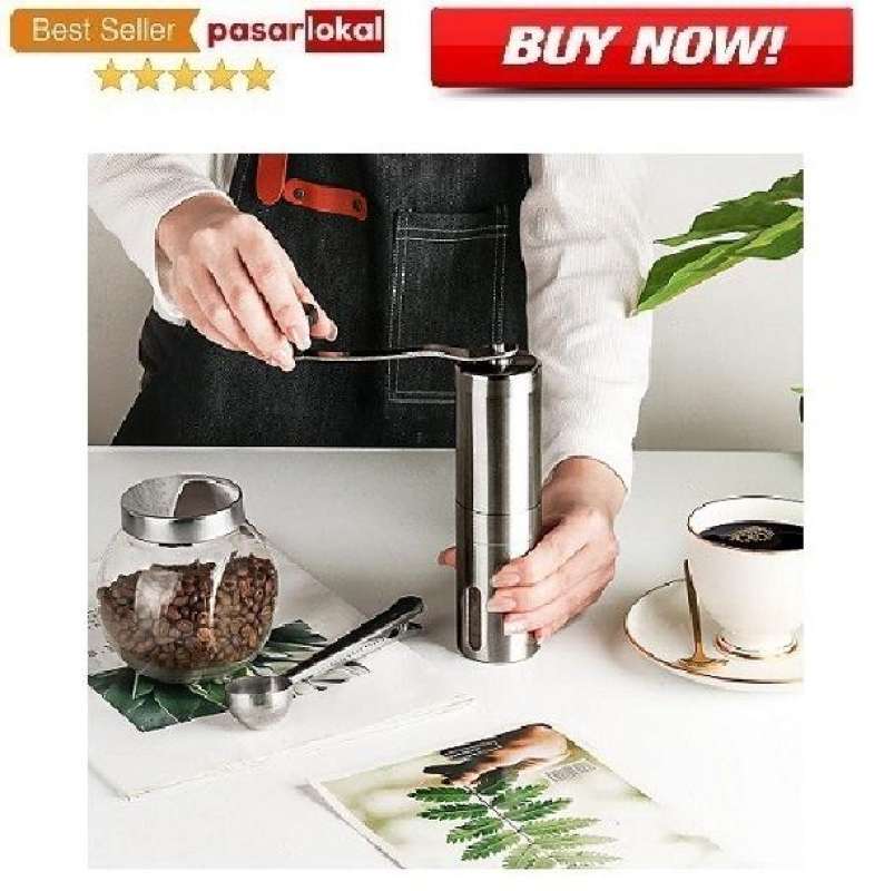 Jual Alat Penggiling Kopi Manual Coffee Bean Grinder Silver di Seller