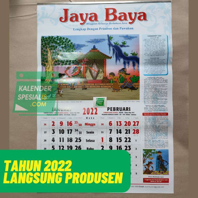 Jual Jual Kalender Jaya Baya - Kalender Jayabaya 2021 Original Lengkap ...