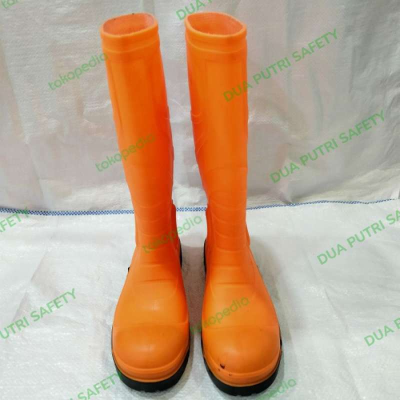Promo SEPATU BOOTS SAFETY HUNTER ORANGE CUP BESI ATAS BAWAH Diskon 23