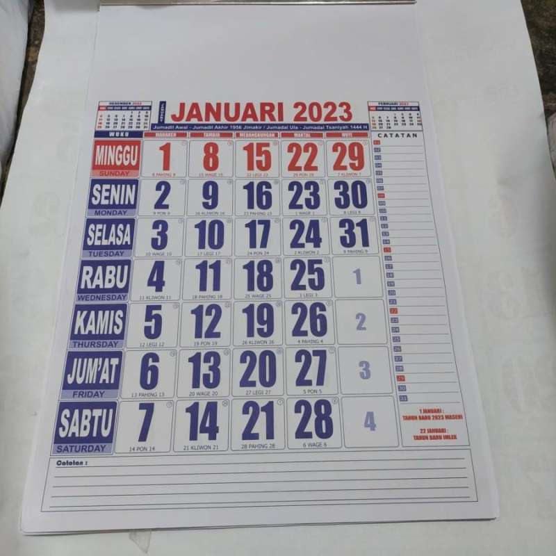 Jual 1 pak (50 set) kalender kerja medium blanko di Seller Bunga