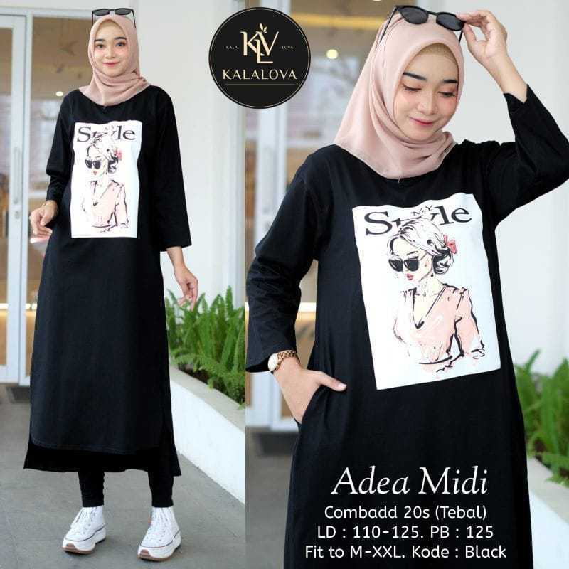 Promo Jesla Fashion Adea Midi Dress Bahan Kaos Katun Combed 24s