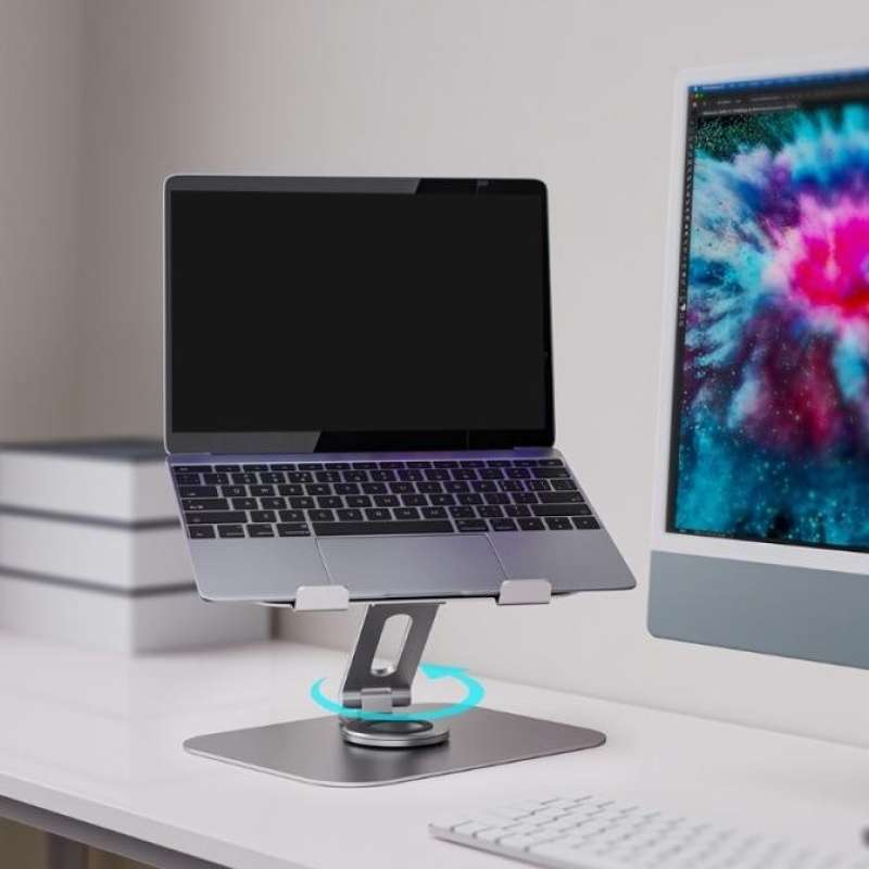 Jual Zzz Aluminium Alloy Adjustable Laptop Stand Ergonomic 360 Swivel ...