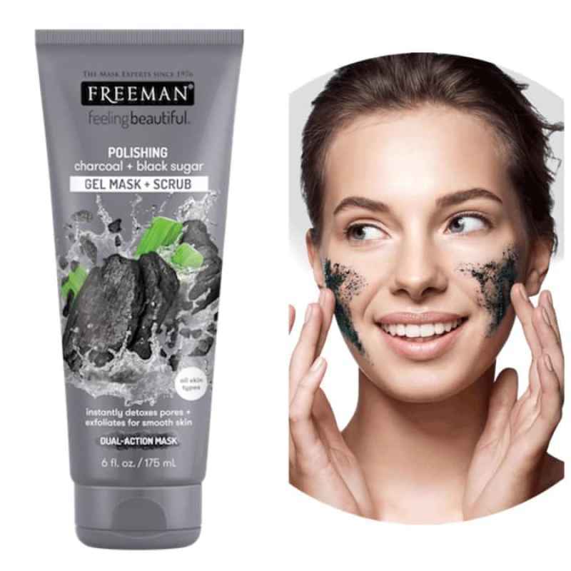 Jual FREEMAN POLISHING CHARCOAL & BLACK SUGAR GEL MASK & SCRUB (HITAM