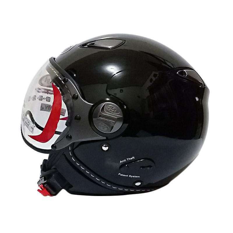 Jual HELM KYT ELSICO HITAM KILAT HELM KYT HALF FACE RETRO di Seller