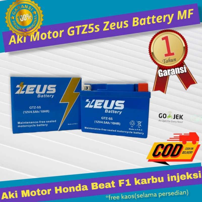 Jual Aki Motor Beat (Karburator/Injeksi) Gtz5S Zeus Aki Kering 12V 5Ah