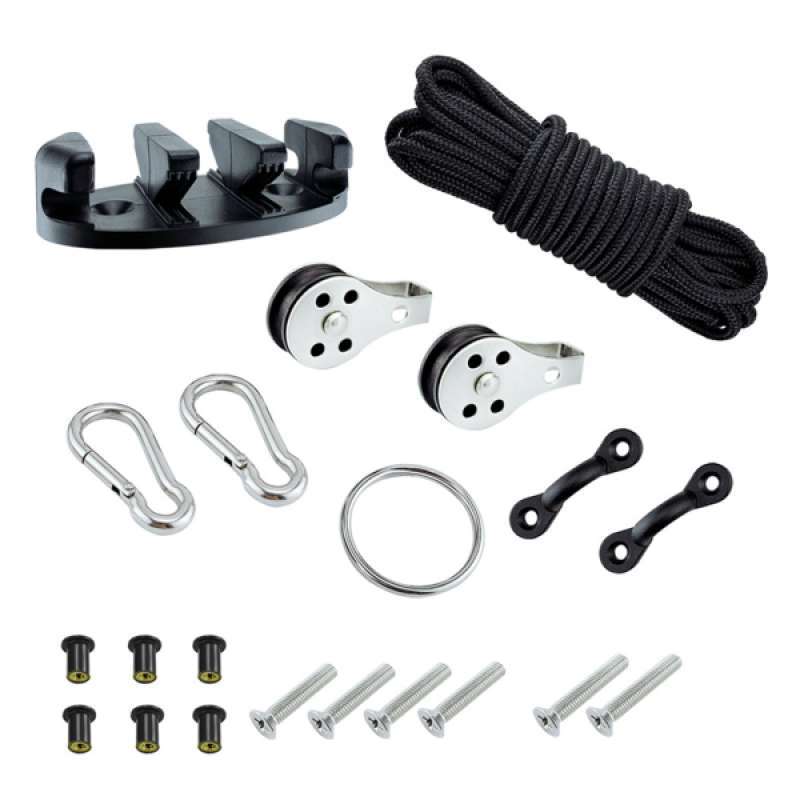 Promo Kayak Canoe Anchor Trolley Kit Rope Cleat Pully Block Rigging