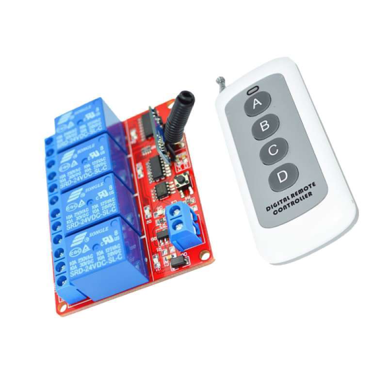 Jual 4 Ch Receiver Transmitter Wireless Remote Control Switch 24v ...