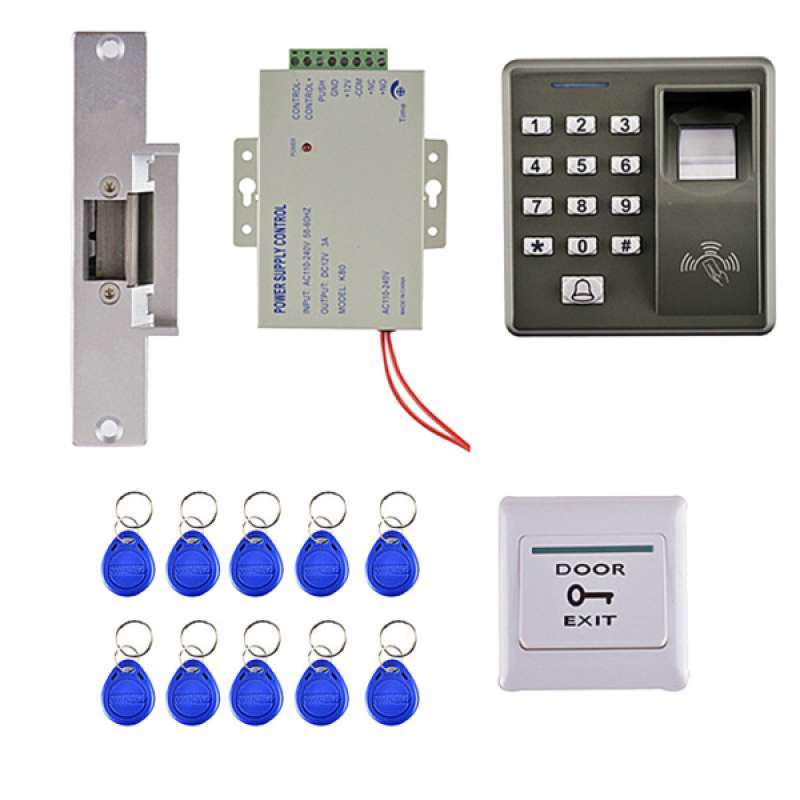 Jual RFID Card Fingerprint Door Access Control System with 10 Key Cards ...