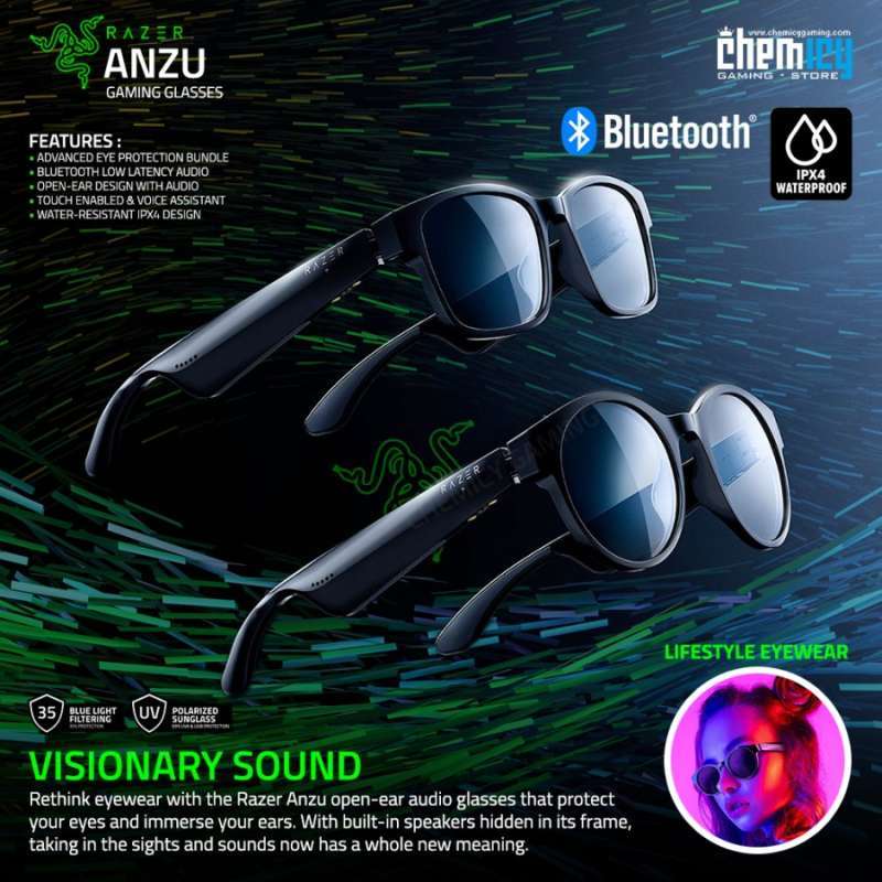 Jual Razer Anzu Smart Gaming Glasses with builtin Headphones SMALL