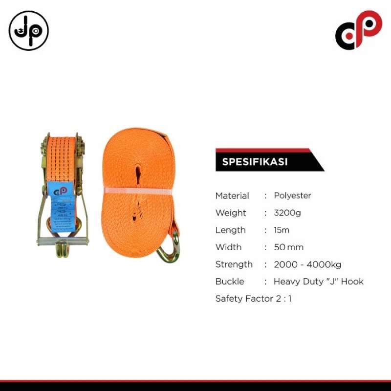 Promo Ratchet Tie Down 2ton X 15m Cargo Lashing Belt Tali Pengikat
