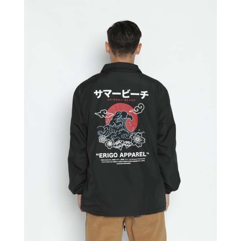 √ Jaket Coach Pria Erigo Coach Jacket Okinawa Beach Black Terbaru