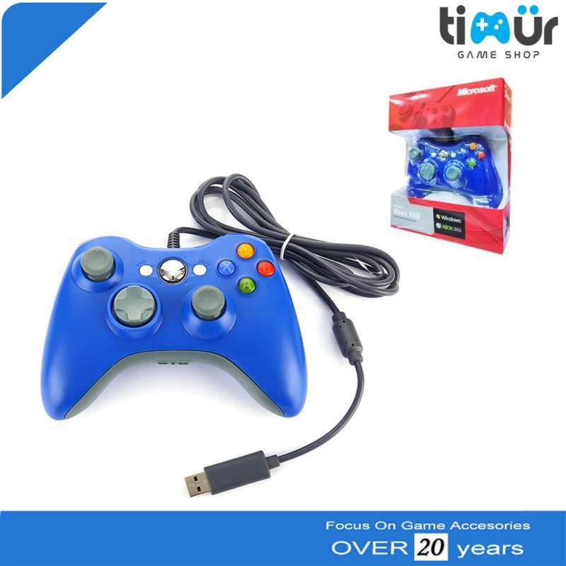 Jual Stik Stick Controller Xbox 360 Wired Warna Biru Kabel di Seller