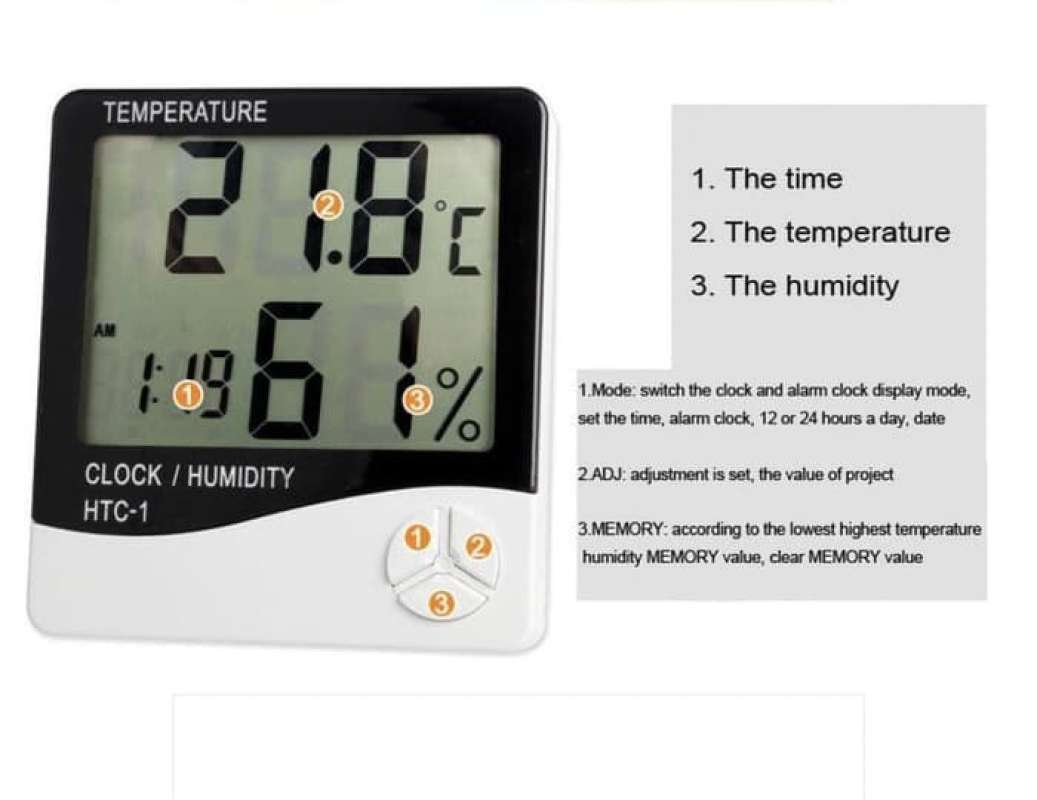 Promo Jam Termometer Suhu Ruangan Jam Dinding Meja Hygrometer