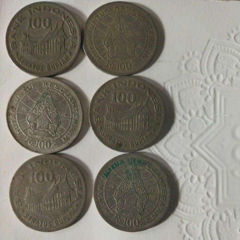 Jual Duit Kuno Jaman dulu lawas Koin seratus perak rupiah rumah gadang