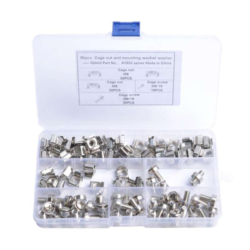 Promo 100 x M6 Cage Nuts Bolts and Washers For Rack Mount Equipment Diskon 33 di Seller