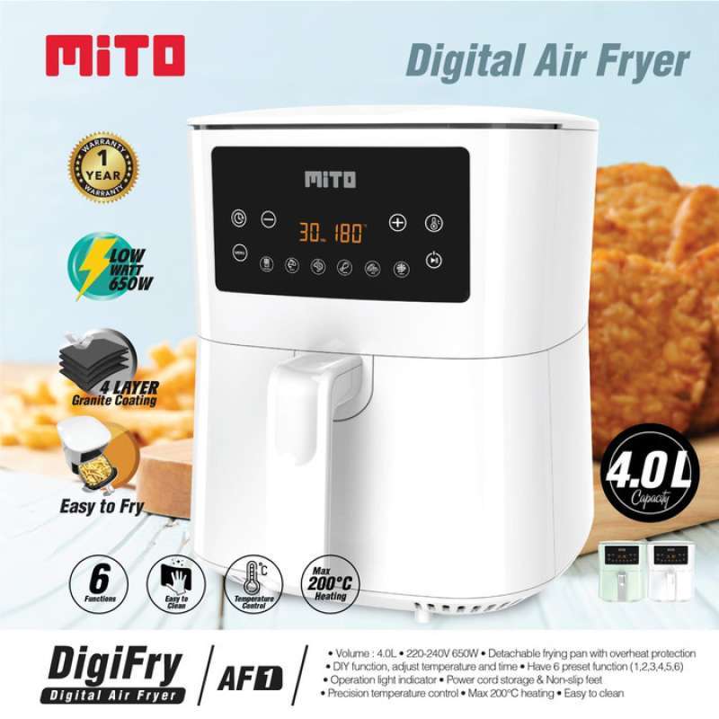 Jual Air Fryer Mito AF1 Deep Fryer Digital 4 Liter Low Watt DigiFry AF