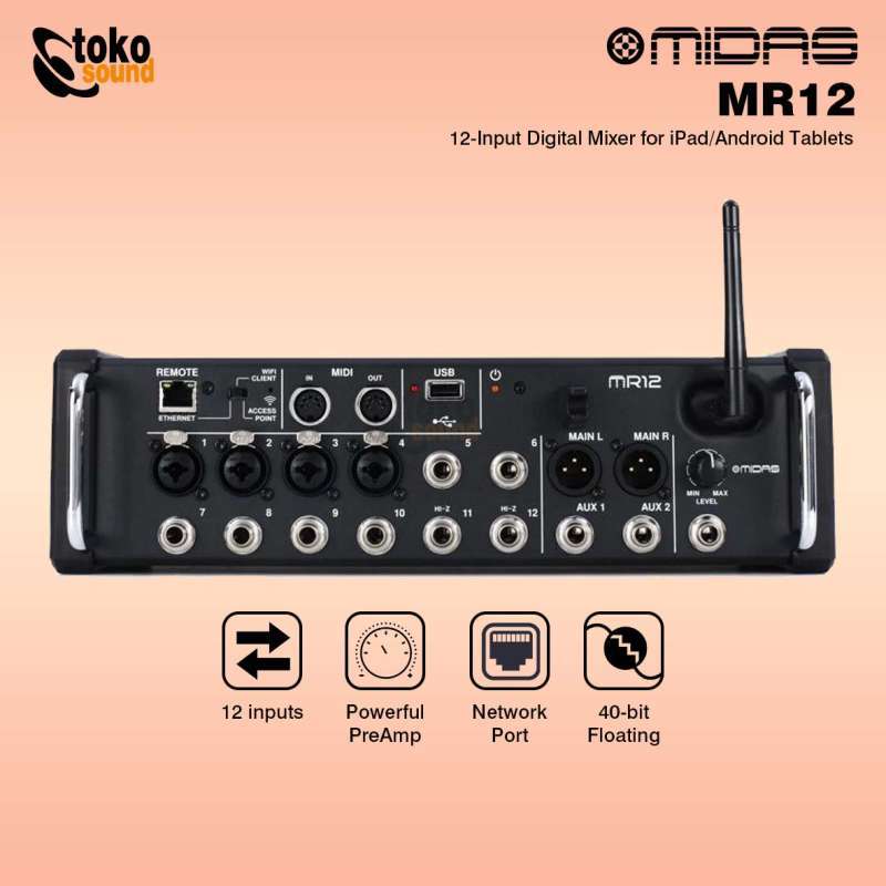 Jual Midas MR12 12 Channel Tablet Controlled Digital Mixer di Seller