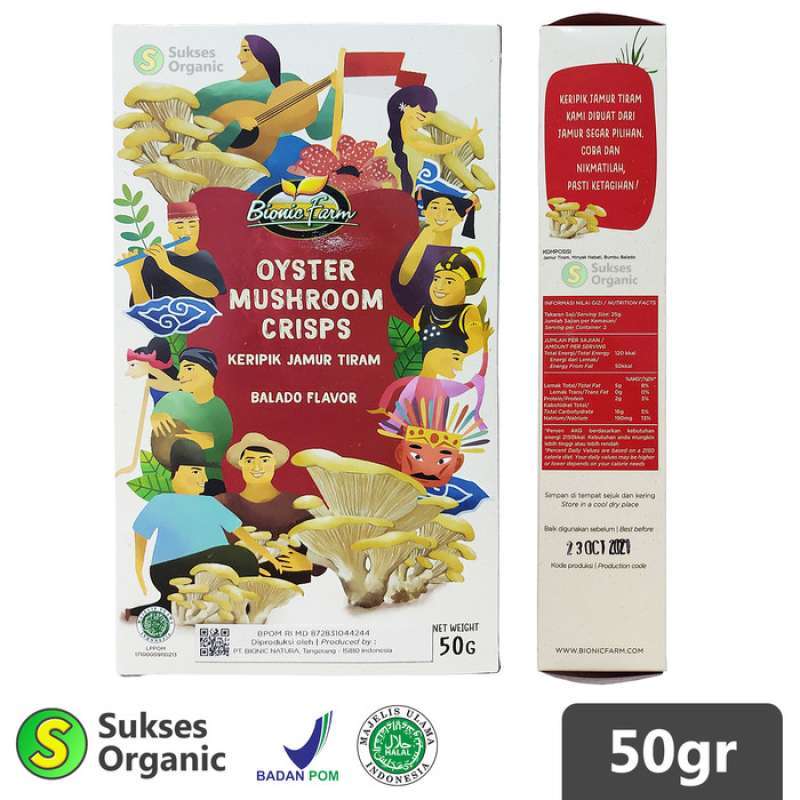 Jual Keripik Jamur Tiram Balado 50gr Bionic Farm Snack Sehat Di