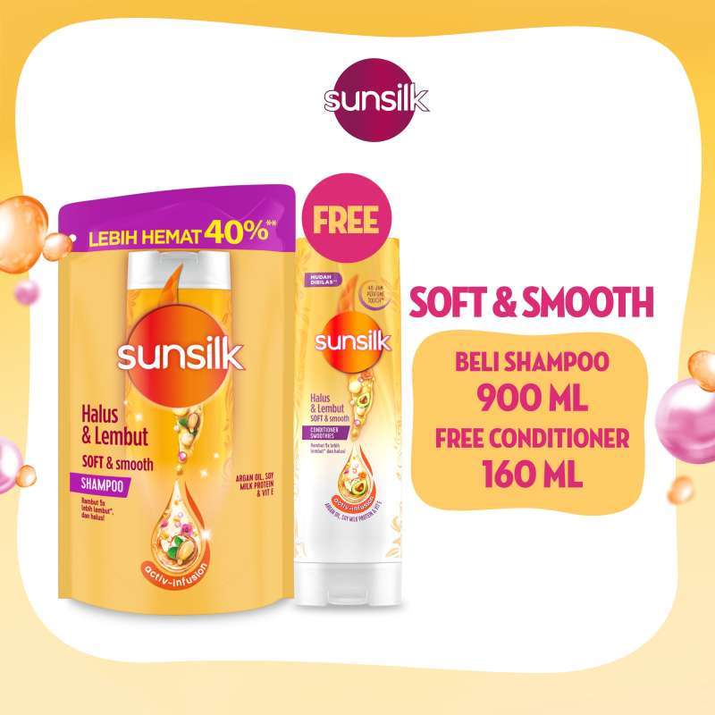 Promo Sunsilk Soft & Smooth Shampoo Refill Pouch [900 Ml] Free Sunsilk