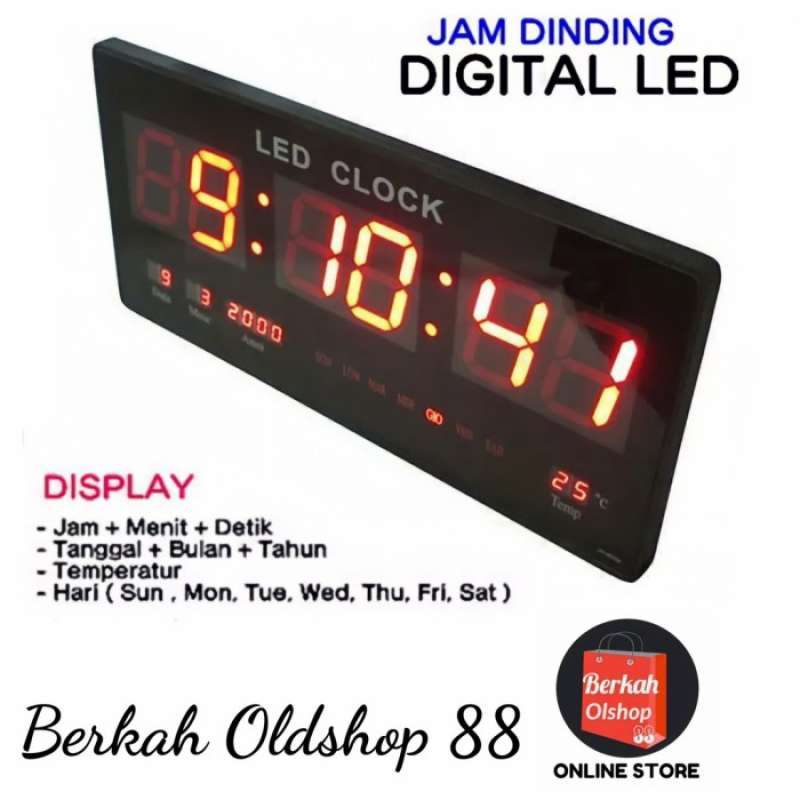 Jual Jam Dinding Digital Besar 4622 LED Clock 46 cm x 22 cm LED Merah