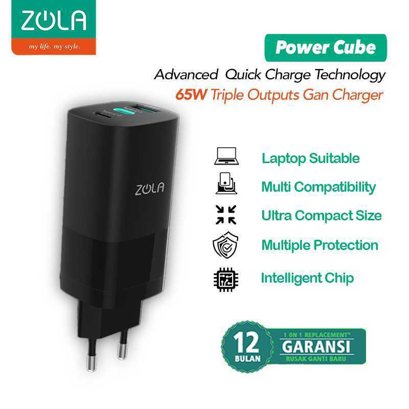 Promo Zola Power Cube Charger GaN 65W fast charger QC 4.0 PD 3.0 PPS