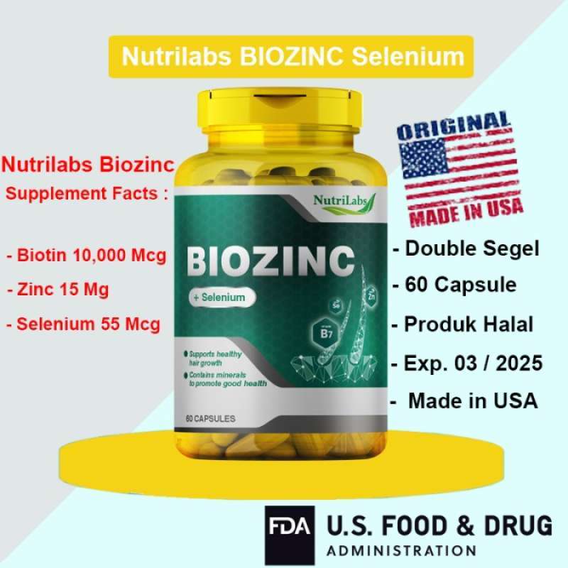 Promo BIOZINC BIOTIN 10,000 MCG ZINC SELENIUM NUTRILABS 60 CAPSULES