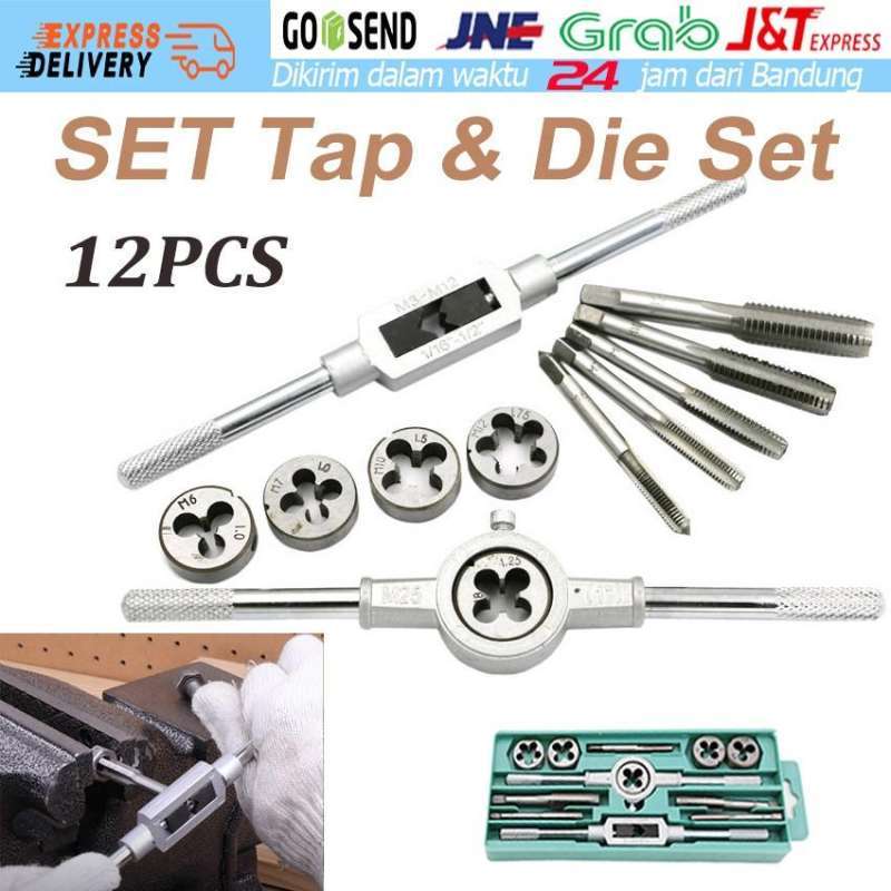 Jual Adjustable Hand Tap And Dies Set 12 Pcs Alat Snai Dan Tap Ulir