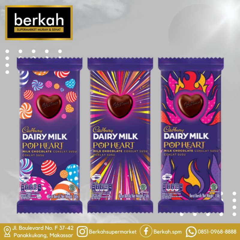 Jual CADBURY DAIRY MILK POP HEART 150 GRAM di Seller Berkah Supermarket Masale, Kota Makassar