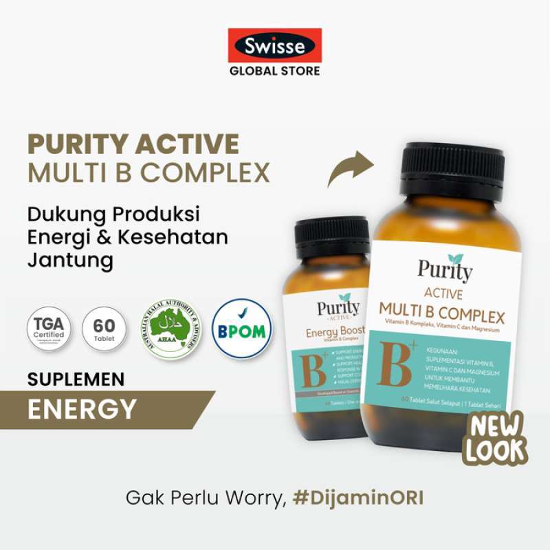 Jual [halal] Purity Vitamin B Complex 60 Tablet Mental Energy Stress