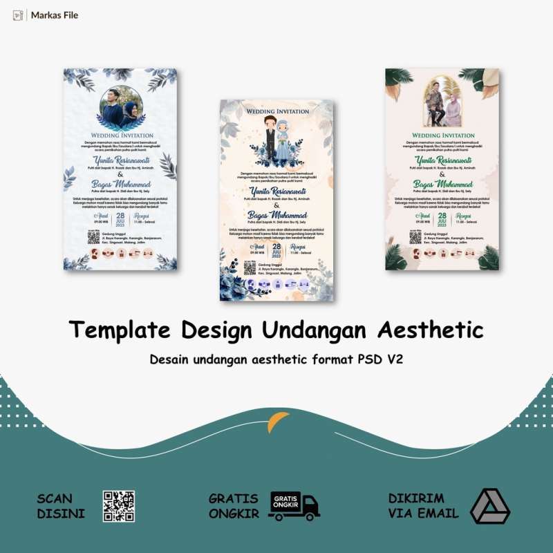 Promo Template Desain Undangan Aesthetic V2 Digital Wedding Invitation