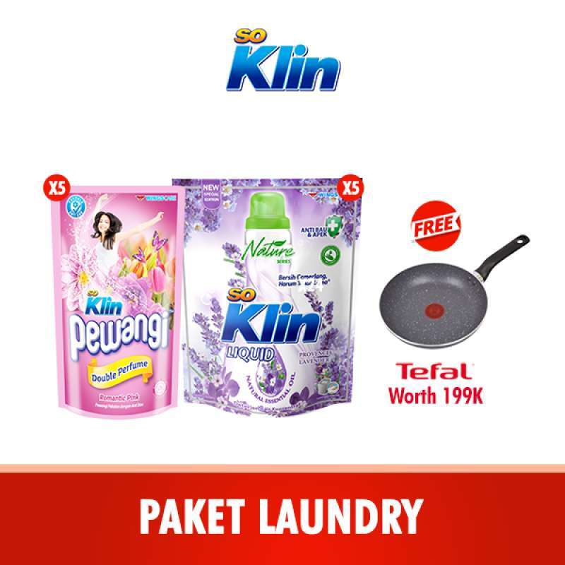 Promo PAKET LAUNDRY FREE TEFAL So Klin Pewangi Romantic Pink [800 ml