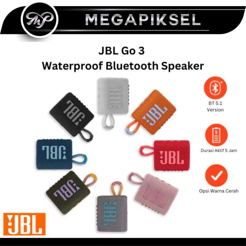 Jual JBL Go 3 Waterproof Bluetooth Speaker di Seller Megapiksel