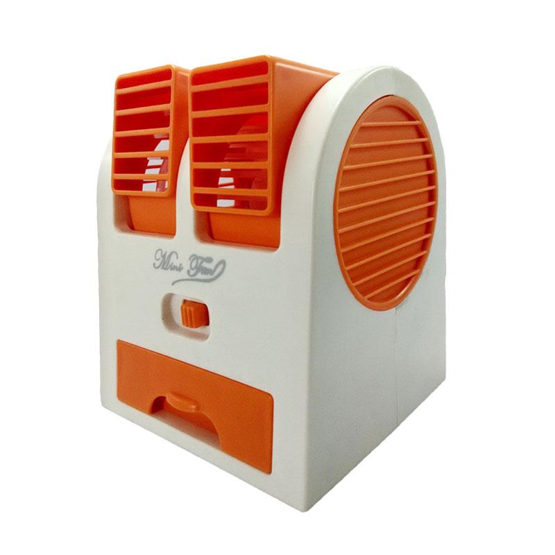 Jual Mini Fan Double Blower Kipas Angin AC Orange Online 