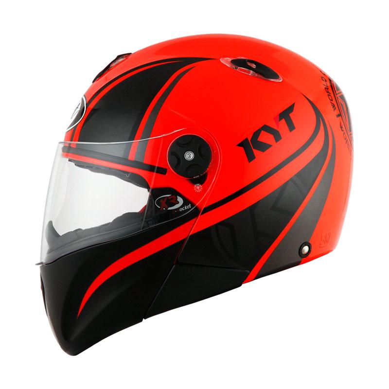 Jual KYT  X  Rocket  Retro 2 Helm  Full Face Red Fluo Black 
