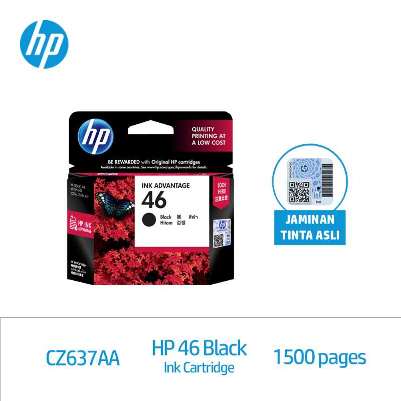Jual HP 46 Black Original Ink Advantage Cartridge di Seller ZEBE